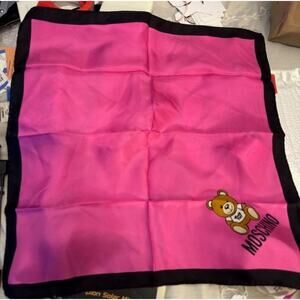 Moschino Teddy Bear Silk Scarf NWT 100% Silk Made in Italy